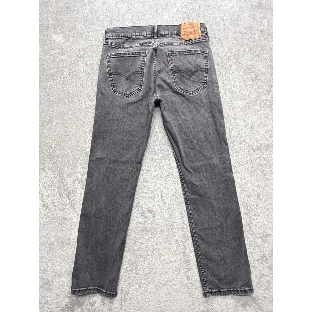 Levis 514 Jeans Mens Measured 34x31 Gray Straight‎ Charcoal Wash Denim Zip Fly
